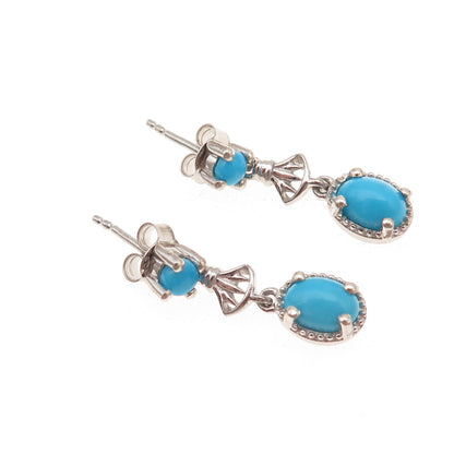 Chuck Clemency Sterling Silver Real Sleeping Beauty Turquoise Dangle Earrings