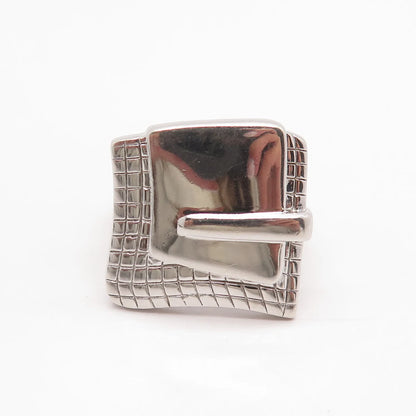 925 Sterling Silver Vintage MRB Wide Belt Buckle Ring Size 9