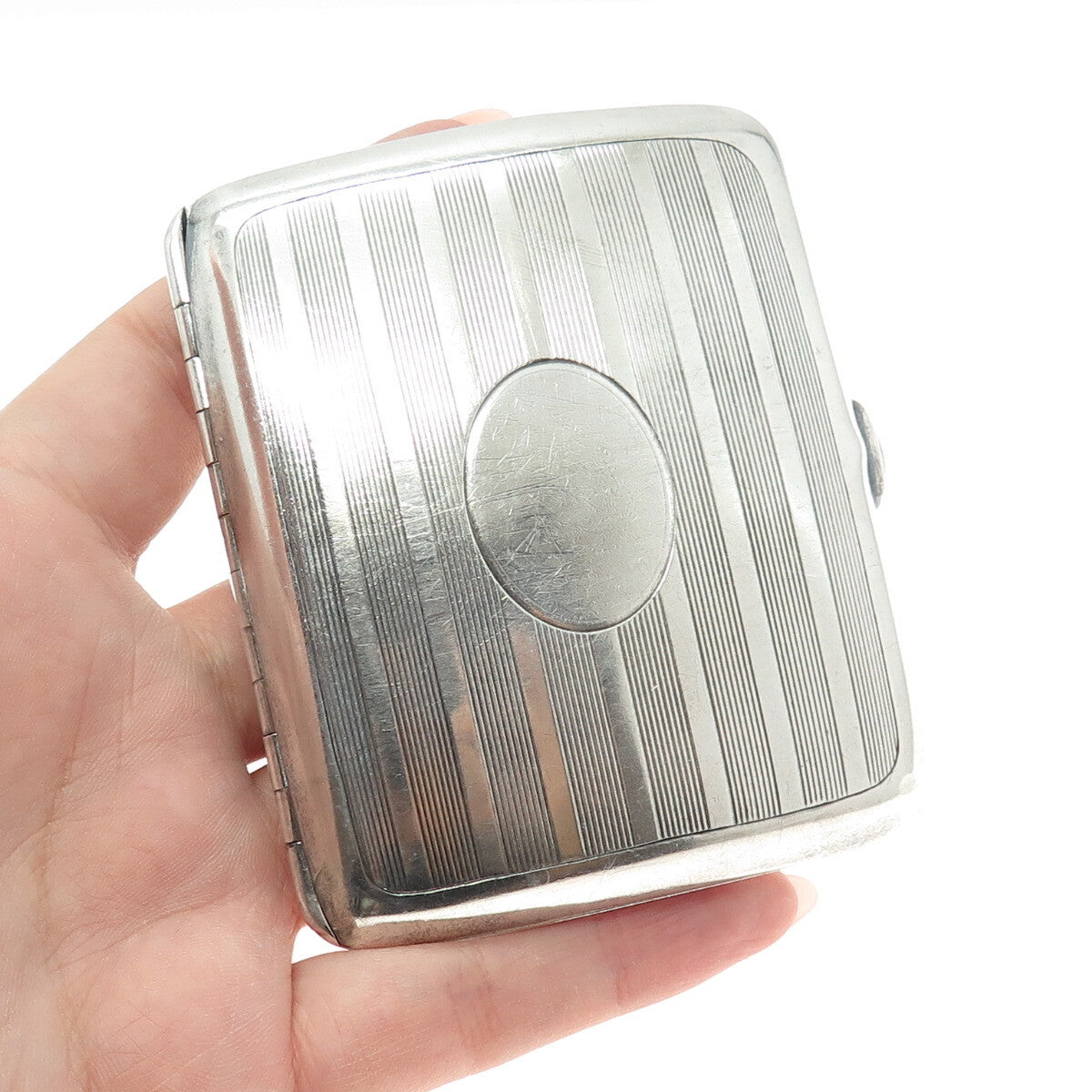 WATROUS MFG CO 925 Sterling Silver Antique Art Deco Carnelian Cigarette Case #38