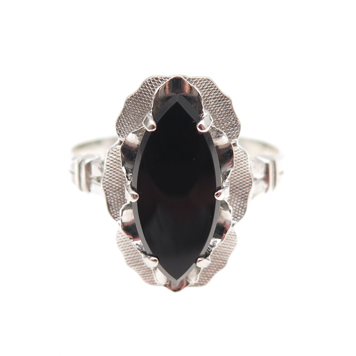 Clark & Coombs 925 Sterling Silver Antique Art Deco Real Black Onyx Ring Size 10