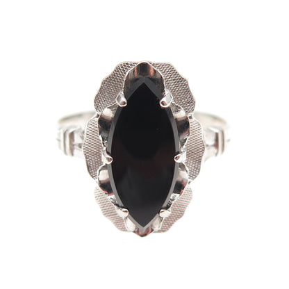 Clark & Coombs 925 Sterling Silver Antique Art Deco Real Black Onyx Ring Size 10