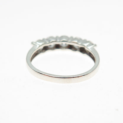 ROSS SIMONS 925 Sterling Silver Round-Cut C Z Half Eternity Ring Size 6.25