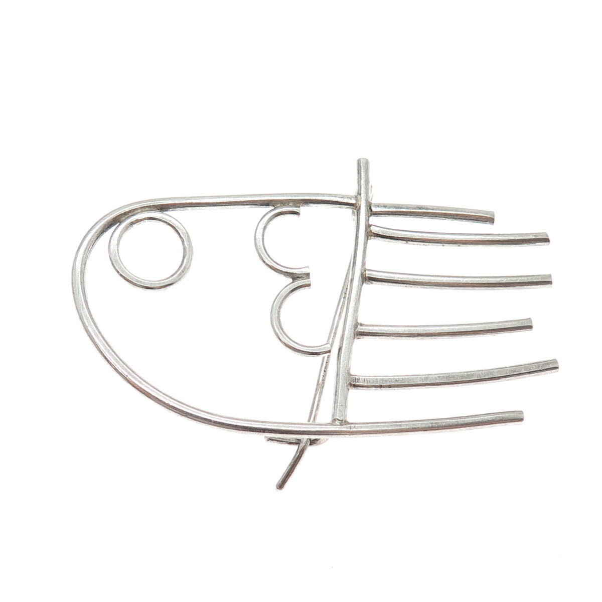 925 Sterling Silver Vintage Modernist Boy's Face Cartoon Character Pin Brooch