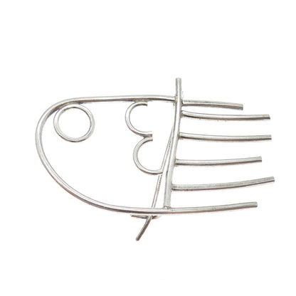 925 Sterling Silver Vintage Modernist Boy's Face Cartoon Character Pin Brooch