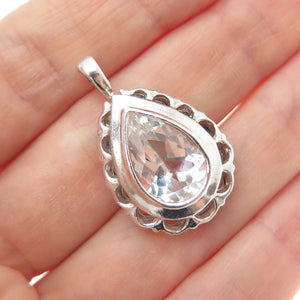 CLYDE DUNEIER CID 925 Sterling Silver Vintage Real White Topaz Charm Pendant