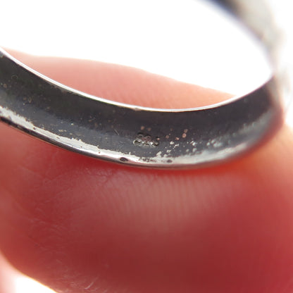 925 Sterling Silver Vintage Flower Oxidized Band Ring Size 5.5
