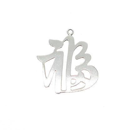 925 Sterling Silver Vintage Fortune Chinese Character Charm Pendant