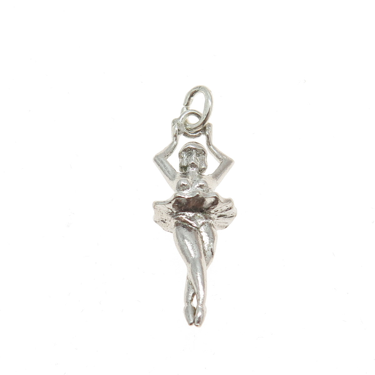 925 Sterling Silver Vintage Ballerina Dancer Girl 3D Pendant