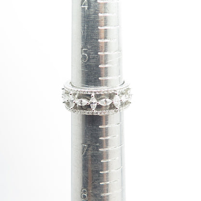 925 Sterling Silver Multi-C Z All Around Eternity Band Ring Size 6.25