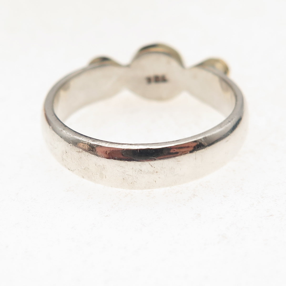 925 Sterling Silver 2-Tone Vintage Real Moonstone & Red Garnet Ring Size 9.25