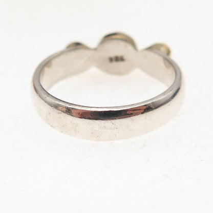 925 Sterling Silver 2-Tone Vintage Real Moonstone & Red Garnet Ring Size 9.25