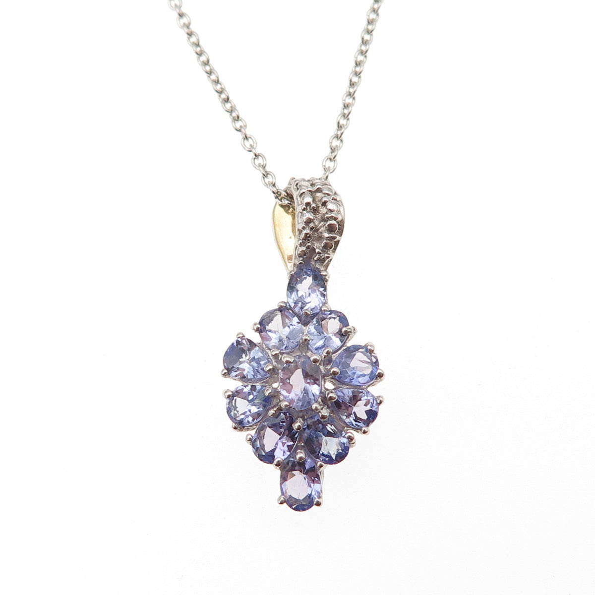 Chuck Clemency 925 Sterling Silver Real Tanzanite Cable Chain Necklace 18"