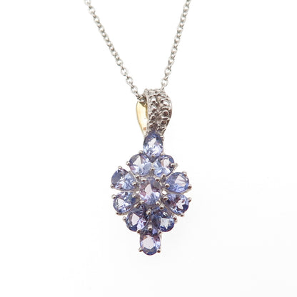 Chuck Clemency 925 Sterling Silver Real Tanzanite Cable Chain Necklace 18"