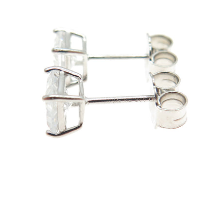 925 Sterling Silver Princess-Cut Shaped White C Z Stud Earrings