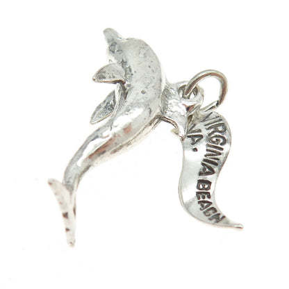 PACIFIC JEWELRY 925 Sterling Silver Vintage "Virginia Beach" Dolphin 3D Pendant