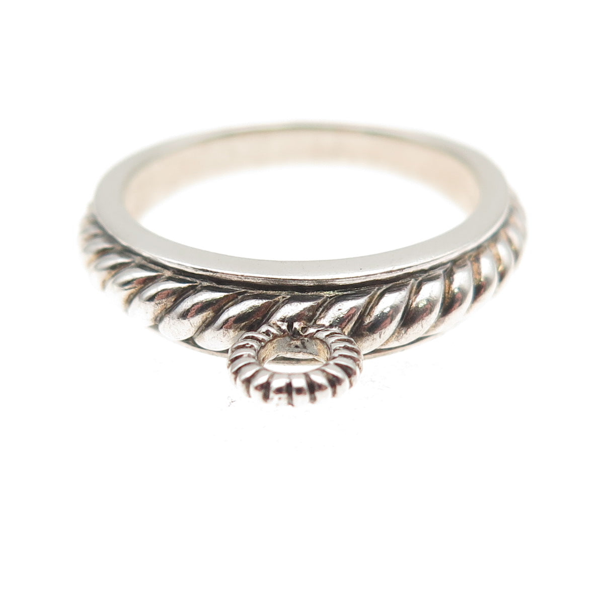 ER Elyse Ryan 925 Sterling Silver Vintage Charm Holder Oxidized Band Ring Size 7