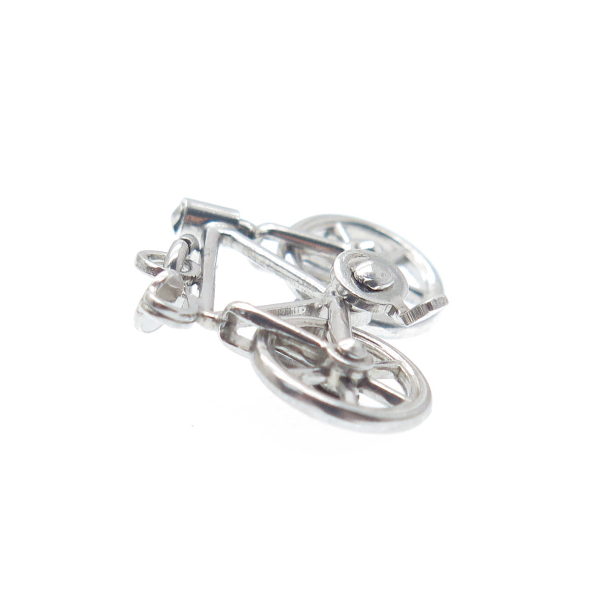 CARL ART 925 Sterling Silver Antique Art Deco Bicycle Minimalist Charm Pendant