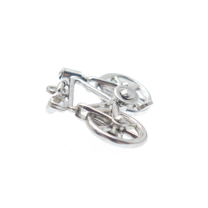 CARL ART 925 Sterling Silver Antique Art Deco Bicycle Minimalist Charm Pendant