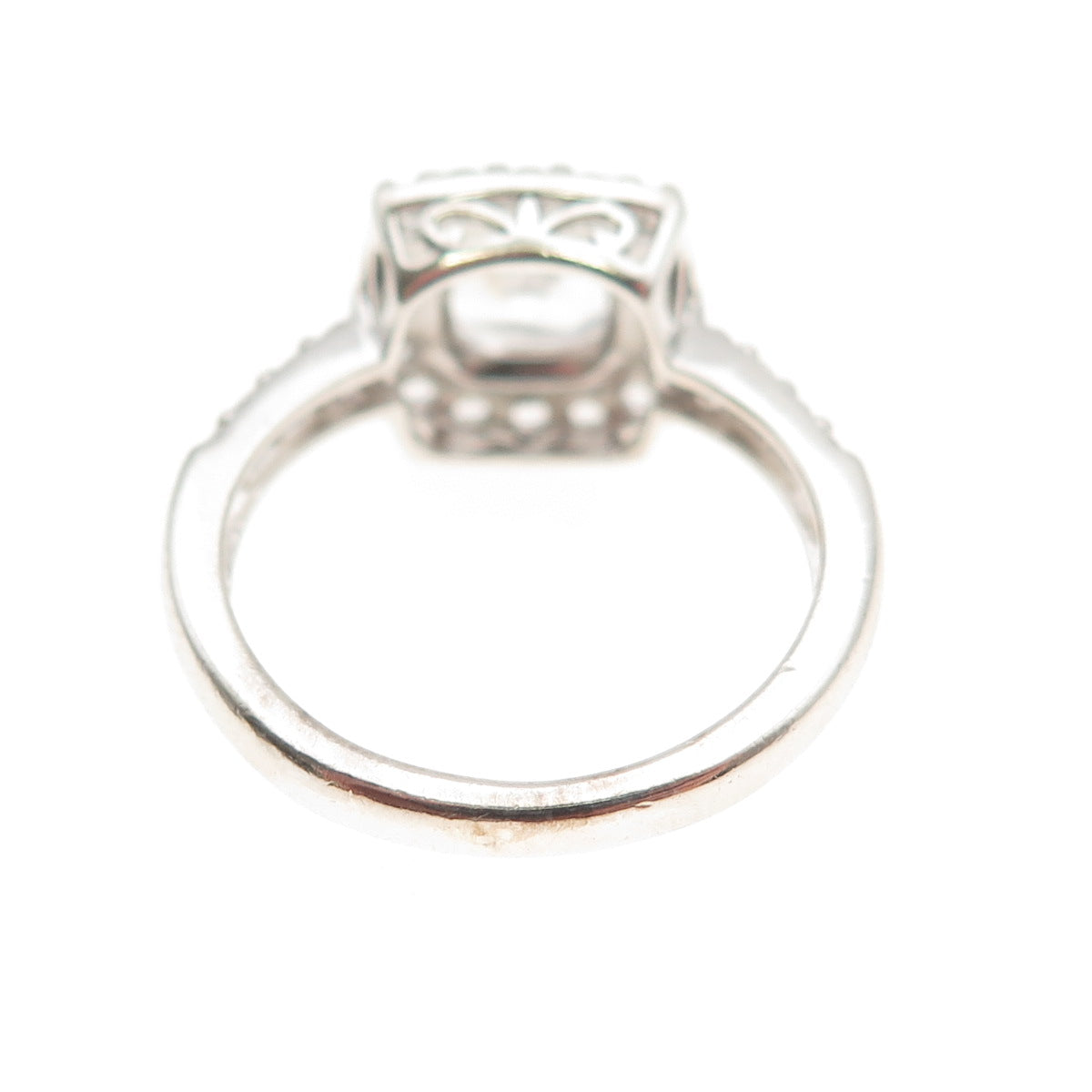 KRN Kiran 925 Sterling Silver Real White Topaz Engagement Ring Size 7