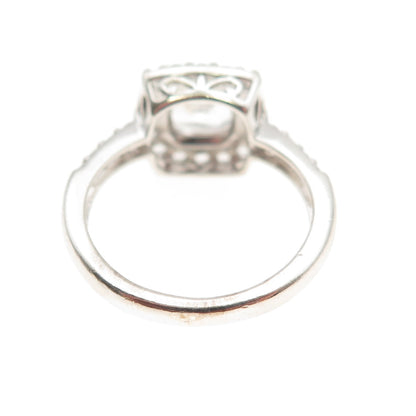 KRN Kiran 925 Sterling Silver Real White Topaz Engagement Ring Size 7