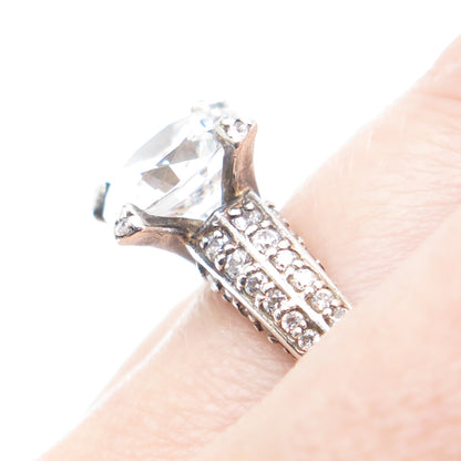 925 Sterling Silver Round-Cut C Z Engagement Ring Size 9.25