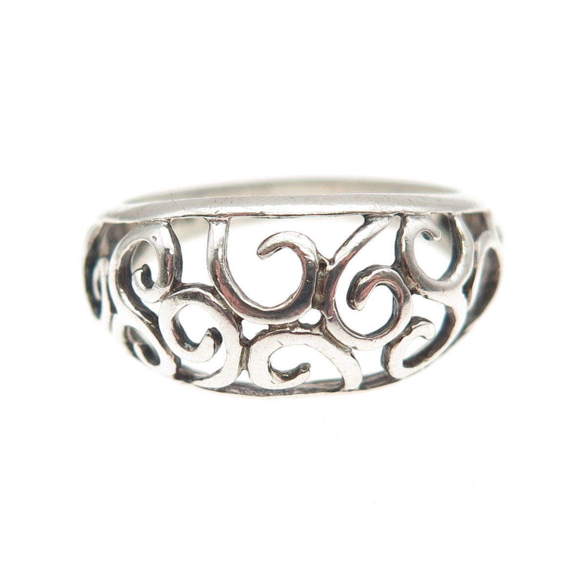 Nevada 925 Sterling Silver Vintage Swirl Dome Ring Size 8.25