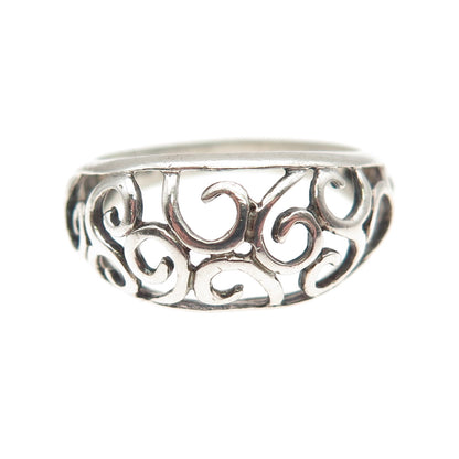 Nevada 925 Sterling Silver Vintage Swirl Dome Ring Size 8.25