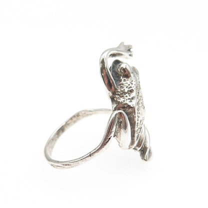 925 Sterling Silver Vintage Frog Good Luck Oxidized Ring Size 6.75