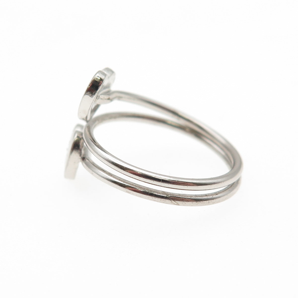 BEAU 925 Sterling Silver Vintage Real Diamond Heart Spiral Ring Size 5.5