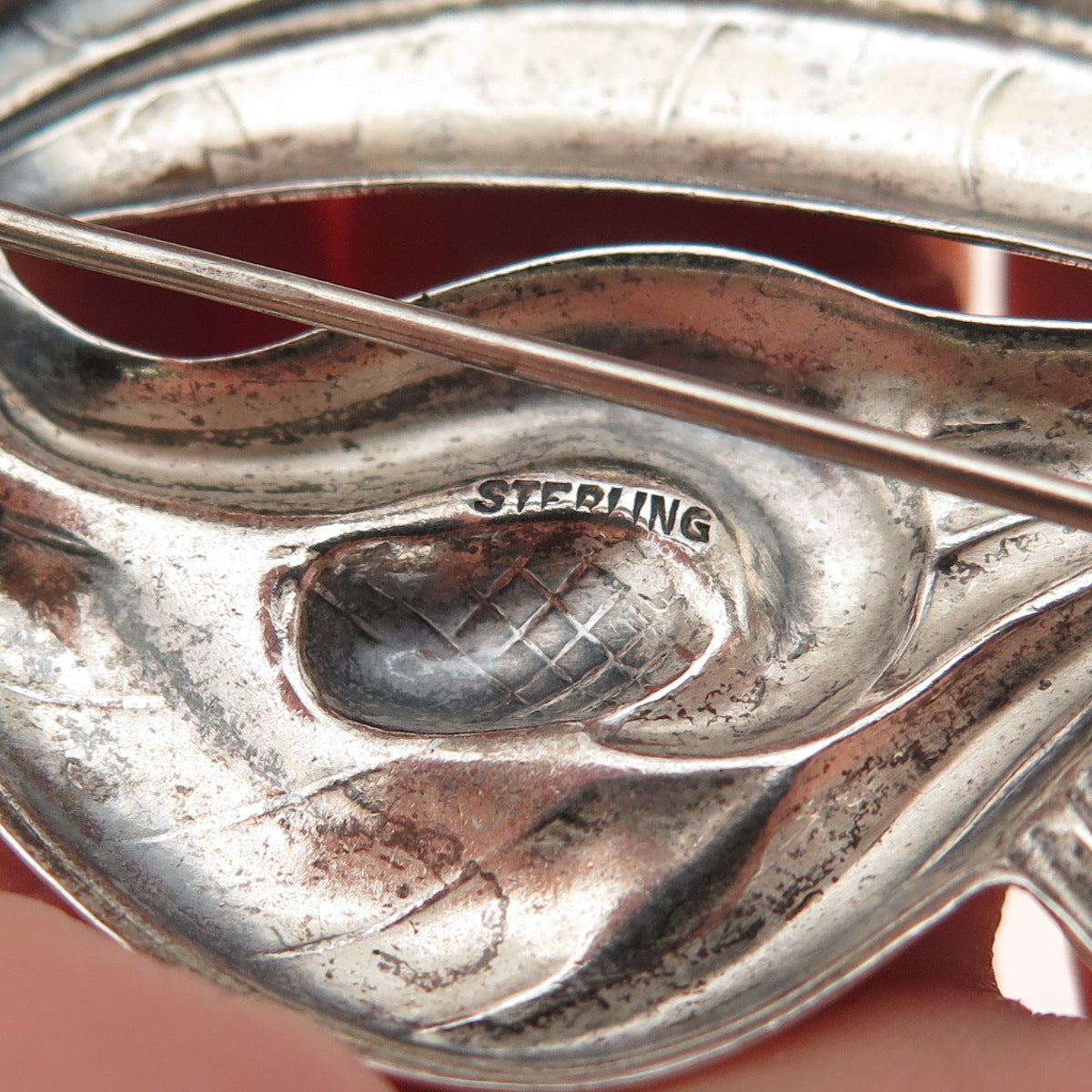 925 Sterling Silver Vintage Calla Lily Floral Oxidized Pin Brooch