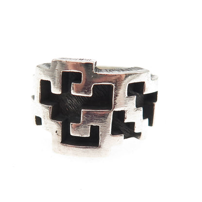 Industria Argentina Sterling Silver Vintage Modernist Adjustable Ring Size 6.75