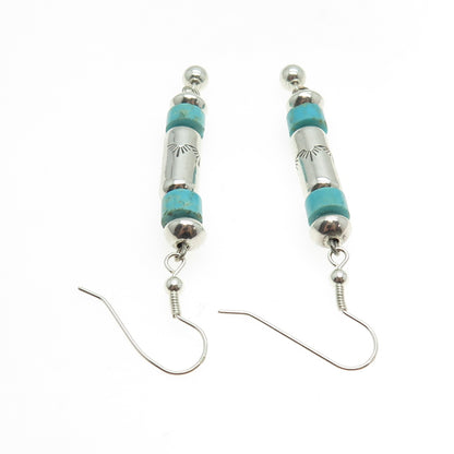 Old Pawn Sterling Silver Vintage Lone Mountain Turquoise Navajo Pearl Earrings