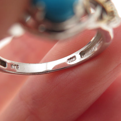 Chuck Clemency 925 Sterling Silver 2-Tone Real Turquoise & Peridot Ring Size 8