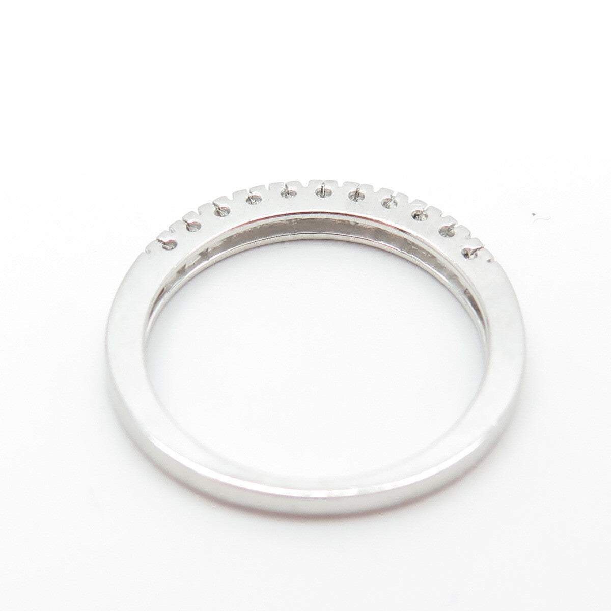 925 Sterling Silver Round-Cut C Z Half Eternity Stackable Band Ring Size 7