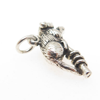 SUN WEST 925 Sterling Silver Vintage Opossum 3D Charm Pendant