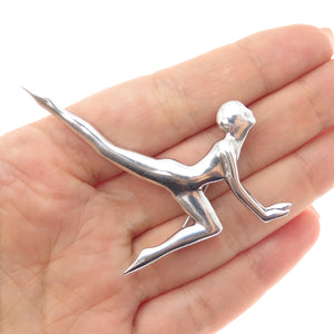925 Sterling Silver Vintage Mexico Gymnastic Modernist Pin Brooch