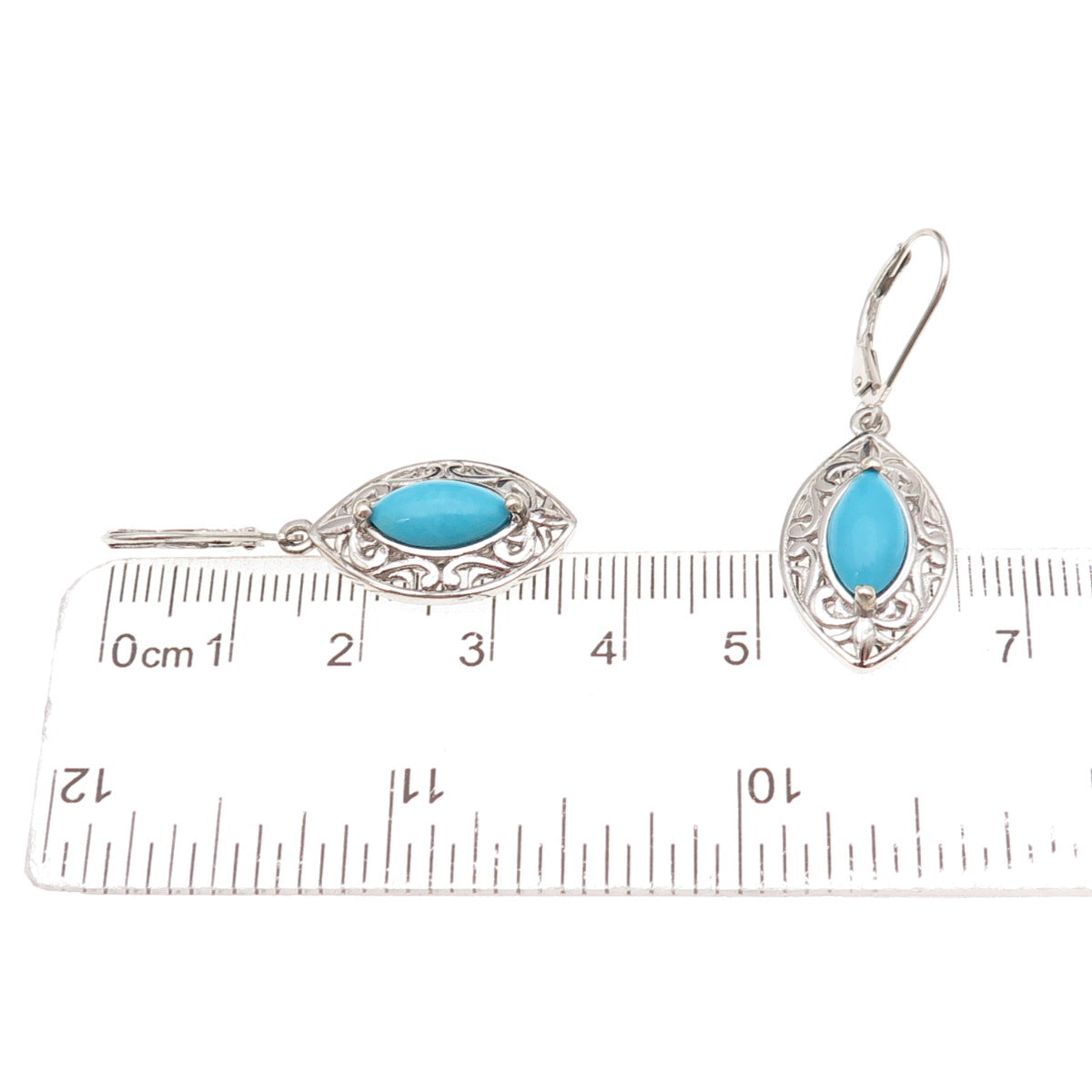 Chuck Clemency Sterling Silver Real Sleeping Beauty Turquoise Floral Earrings
