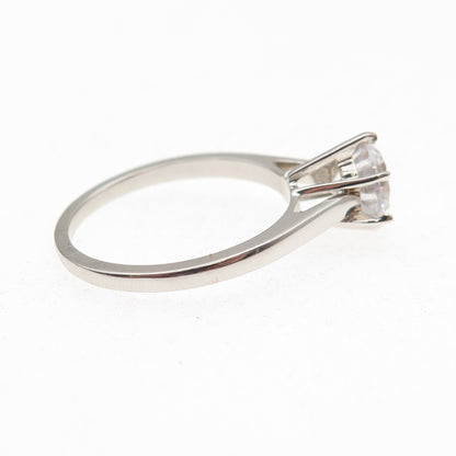 925 Sterling Silver Round-Cut C Z Engagement Ring Size 8