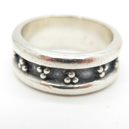 925 Sterling Silver Vintage Beaded Band Ring Size 7