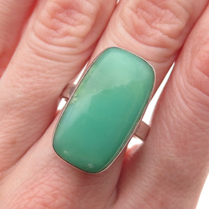 925 Sterling Silver Vintage Real Cabochon Chrysoprase Ring Size 8.5