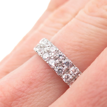 925 Sterling Silver Round-Cut C Z Half Eternity Ring Size 7