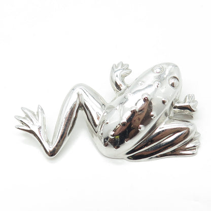 925 Sterling Silver Vintage Frog Good Luck Pin Brooch Pendant