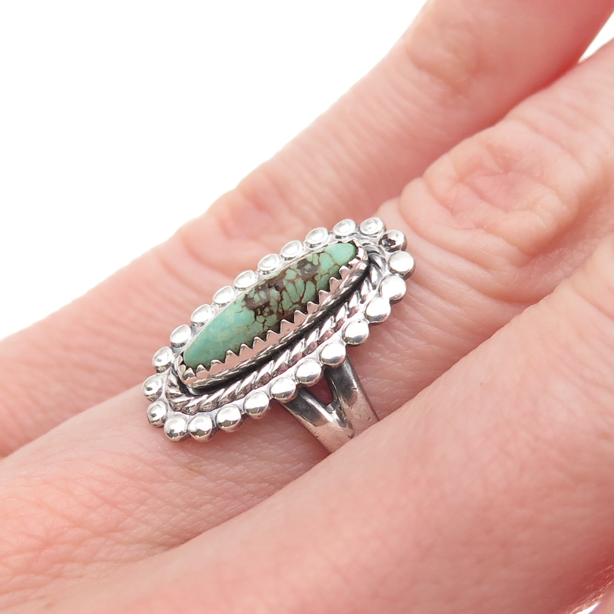Bell Trading Post Old Pawn 925 Sterling Silver Vintage Turquoise Ring Size 5.5