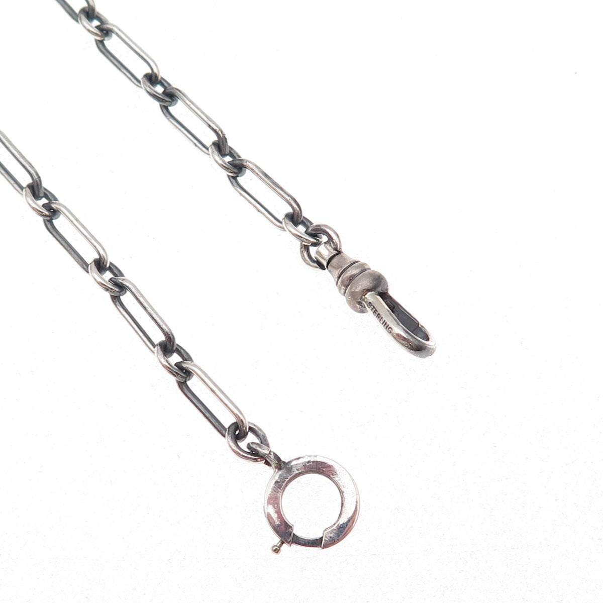 925 Sterling Silver Antique Art Deco Oval Pocket Watch Chain 18"