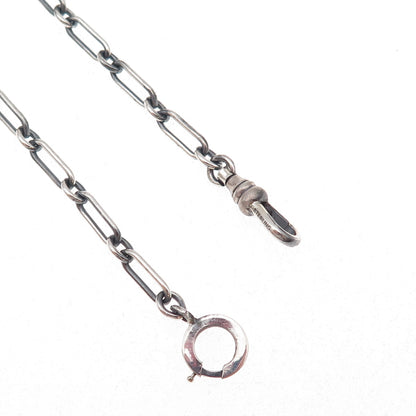 925 Sterling Silver Antique Art Deco Oval Pocket Watch Chain 18"