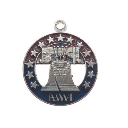925 Sterling Silver Vintage 1976 Enamel Beyond Our Heritage Liberty Bell Pendant