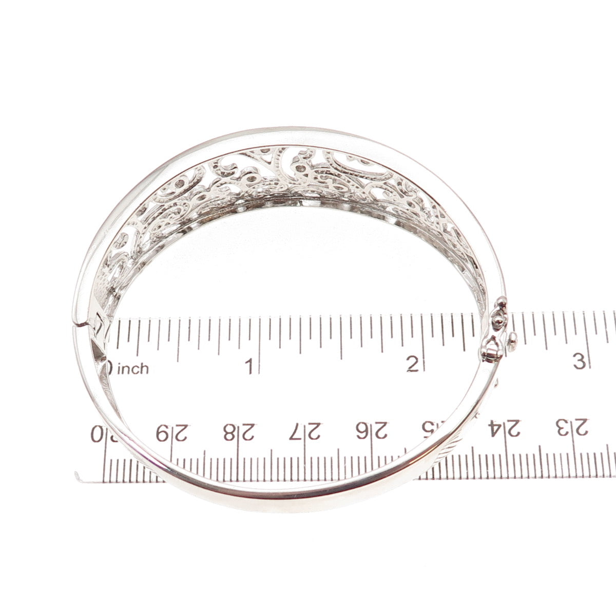 925 Sterling Silver Round-Cut C Z Floral Scroll Bracelet 6.75"