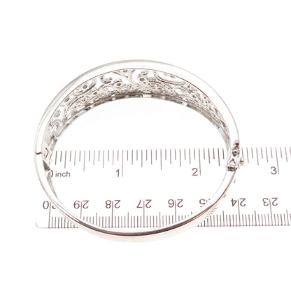 925 Sterling Silver Round-Cut C Z Floral Scroll Bracelet 6.75"