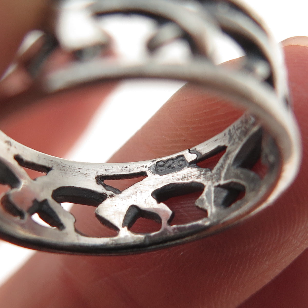 925 Sterling Silver Vintage Dolphin Oxidized Band Ring Size 7.25