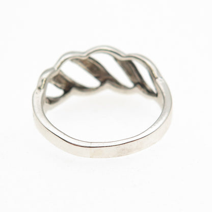 925 Sterling Silver Vintage Modernist Ribbed Oxidized Ring Size 6.75